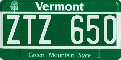 VT license plate ZTZ650