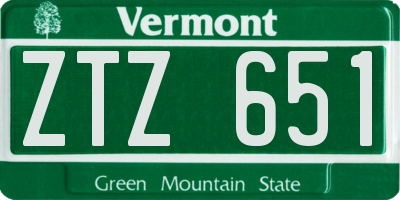 VT license plate ZTZ651