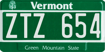 VT license plate ZTZ654