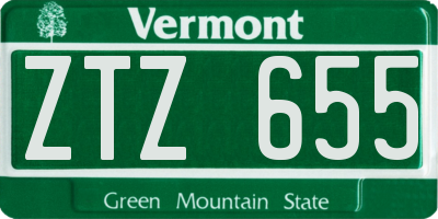 VT license plate ZTZ655