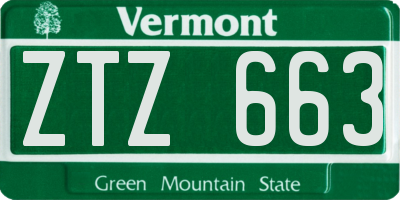 VT license plate ZTZ663