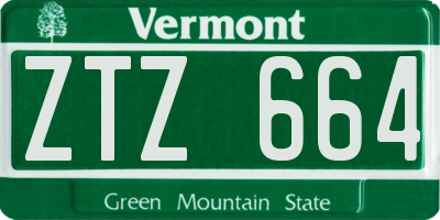VT license plate ZTZ664
