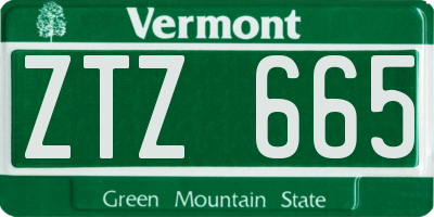 VT license plate ZTZ665