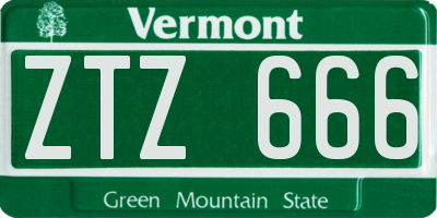VT license plate ZTZ666