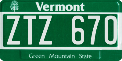 VT license plate ZTZ670