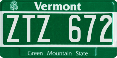 VT license plate ZTZ672