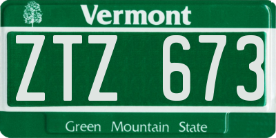 VT license plate ZTZ673
