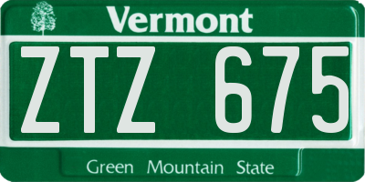 VT license plate ZTZ675