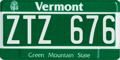 VT license plate ZTZ676