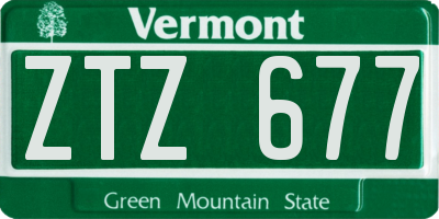 VT license plate ZTZ677