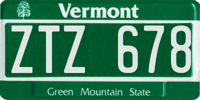 VT license plate ZTZ678