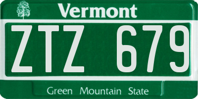 VT license plate ZTZ679