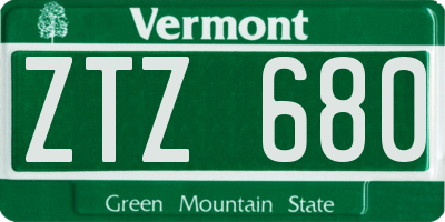 VT license plate ZTZ680
