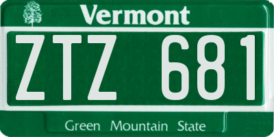 VT license plate ZTZ681