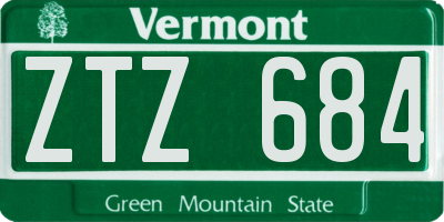 VT license plate ZTZ684