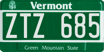 VT license plate ZTZ685