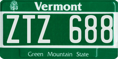VT license plate ZTZ688