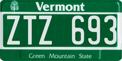VT license plate ZTZ693
