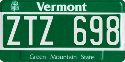 VT license plate ZTZ698