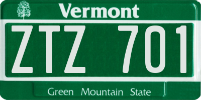 VT license plate ZTZ701