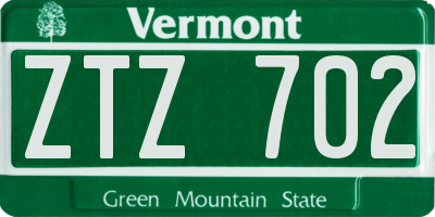 VT license plate ZTZ702