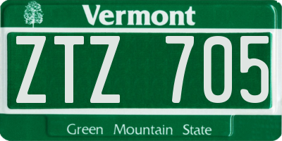 VT license plate ZTZ705