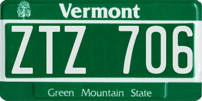 VT license plate ZTZ706