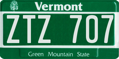 VT license plate ZTZ707