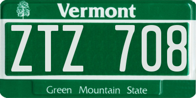 VT license plate ZTZ708