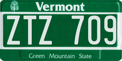 VT license plate ZTZ709