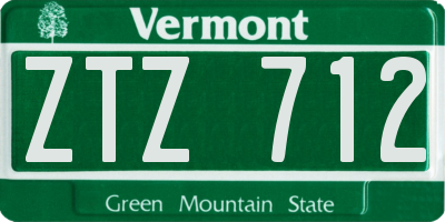 VT license plate ZTZ712