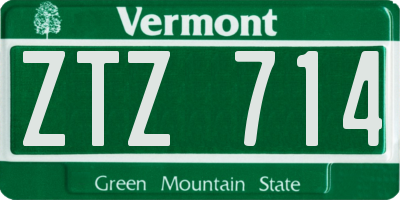 VT license plate ZTZ714