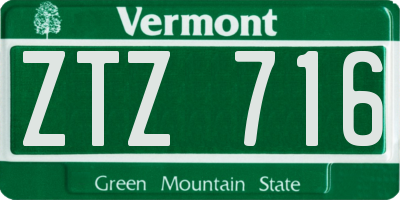 VT license plate ZTZ716