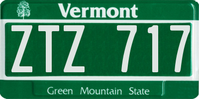 VT license plate ZTZ717