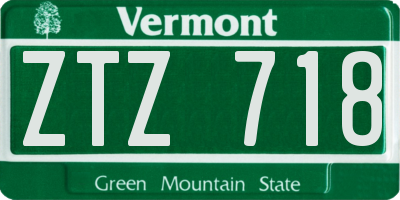 VT license plate ZTZ718