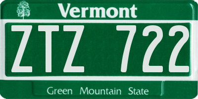 VT license plate ZTZ722