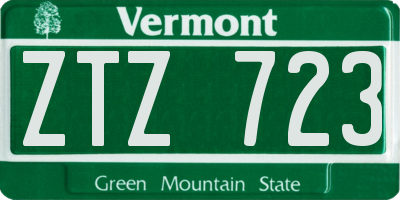 VT license plate ZTZ723