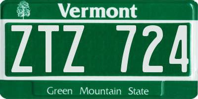 VT license plate ZTZ724