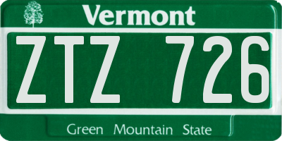 VT license plate ZTZ726
