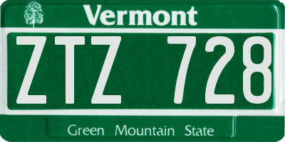 VT license plate ZTZ728