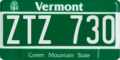 VT license plate ZTZ730