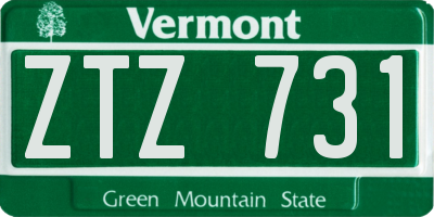 VT license plate ZTZ731