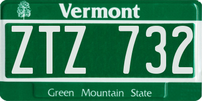 VT license plate ZTZ732