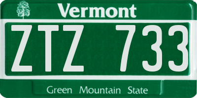 VT license plate ZTZ733