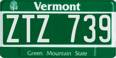 VT license plate ZTZ739