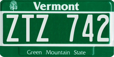 VT license plate ZTZ742