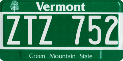 VT license plate ZTZ752