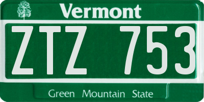 VT license plate ZTZ753