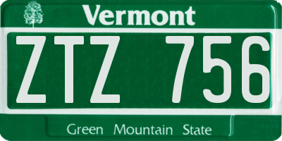 VT license plate ZTZ756