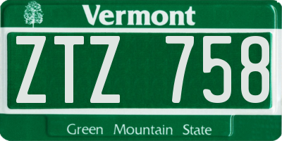 VT license plate ZTZ758